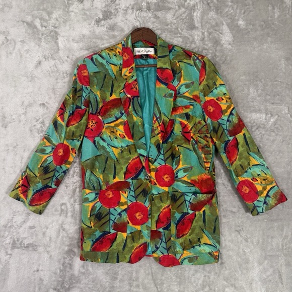 Paul Et Duffier Jackets & Blazers - Vintage Paul et Duffier Small Green Red Tomotoe Art Deco Boyfriend Blazer